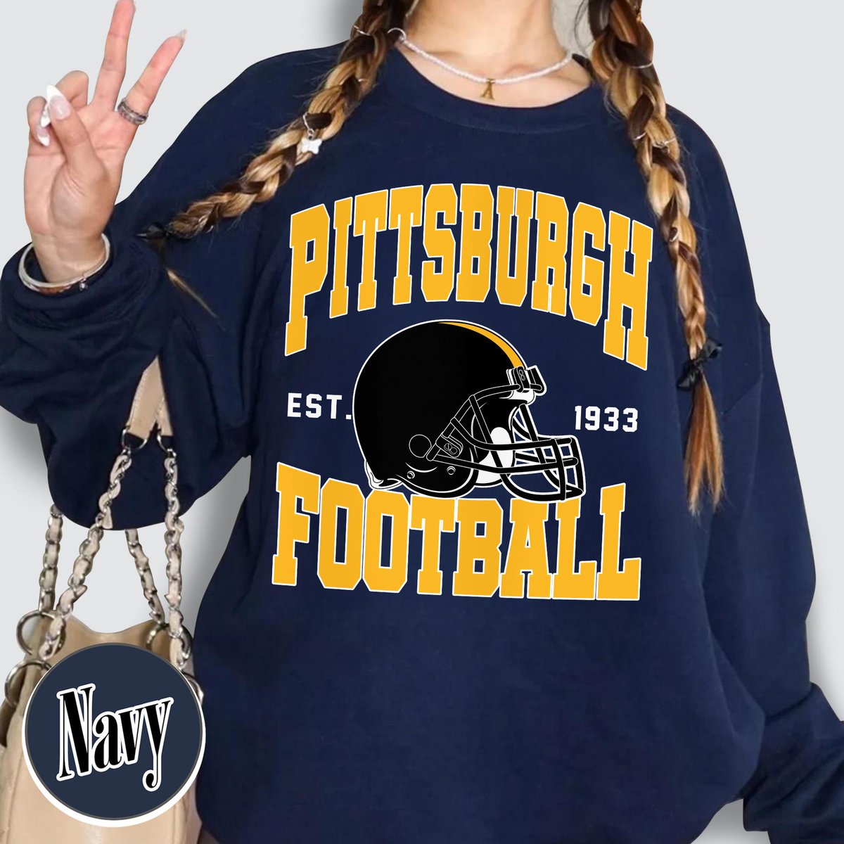 Unisex Pittsburgh football vintage crewneck sweatshirt for men and women
