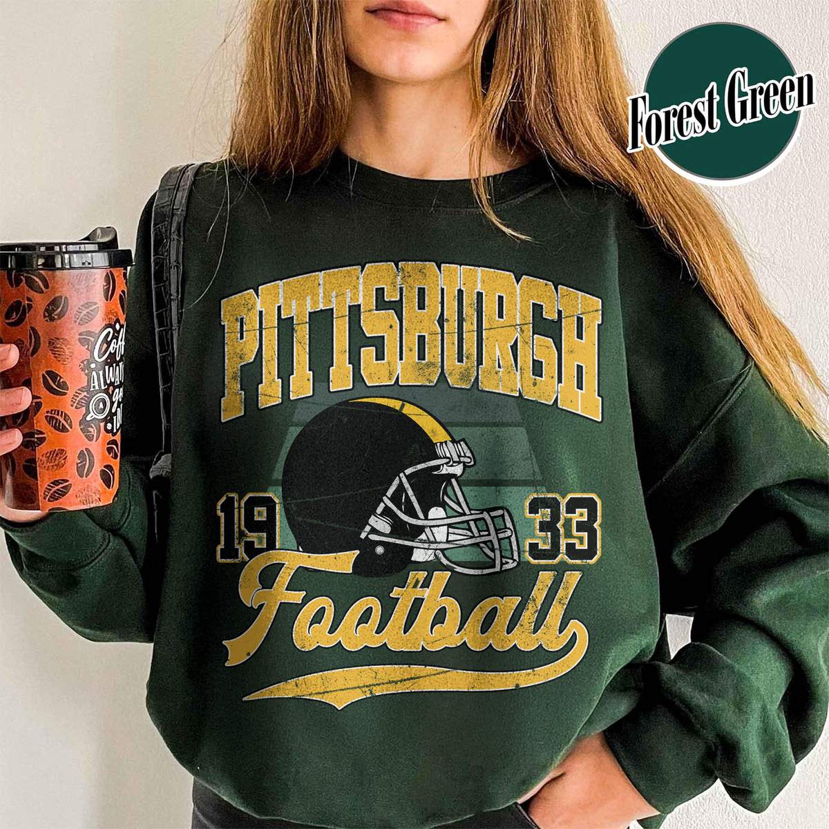 Unisex Pittsburgh football vintage crewneck sweatshirt for men and women