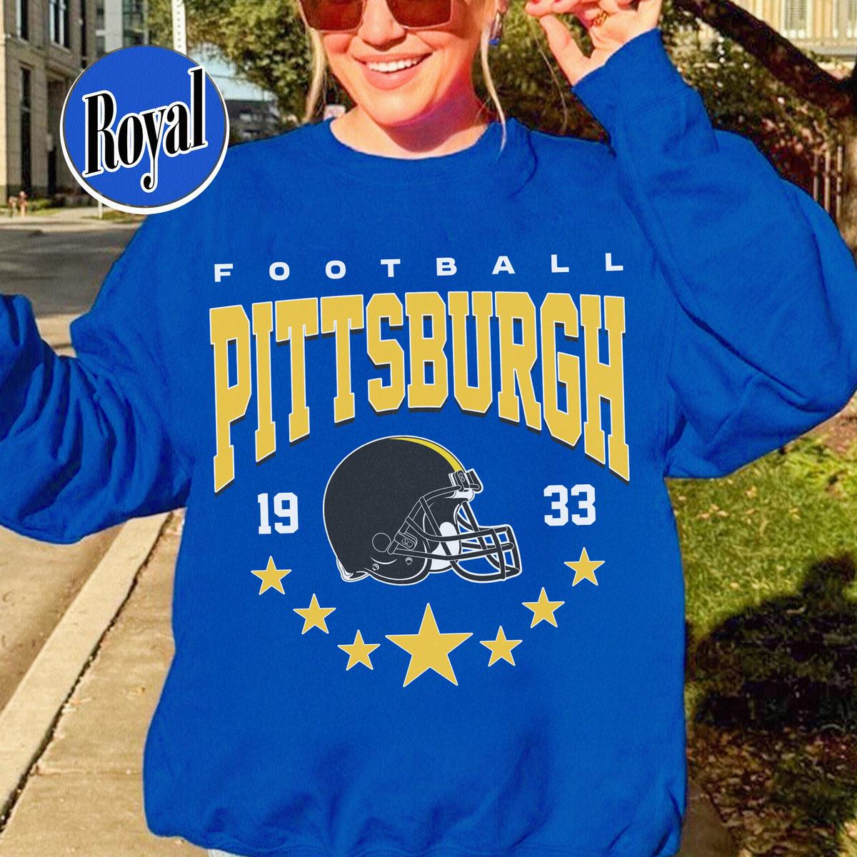 Unisex Pittsburgh football vintage crewneck sweatshirt for men and women
