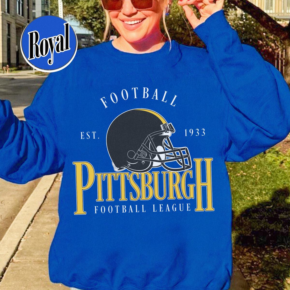 Unisex Pittsburgh football vintage crewneck sweatshirt for men and women