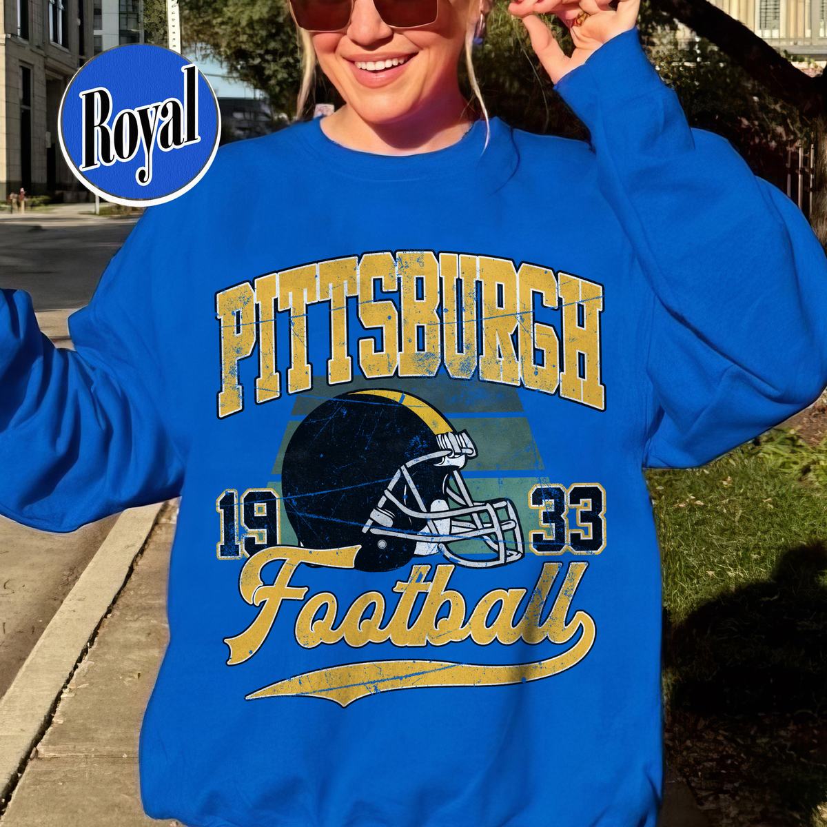 Unisex Pittsburgh football vintage crewneck sweatshirt for men and women
