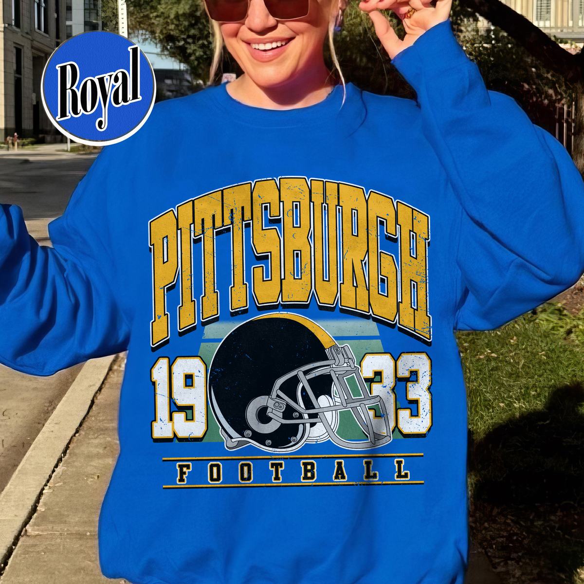 Unisex Pittsburgh football vintage crewneck sweatshirt for men and women
