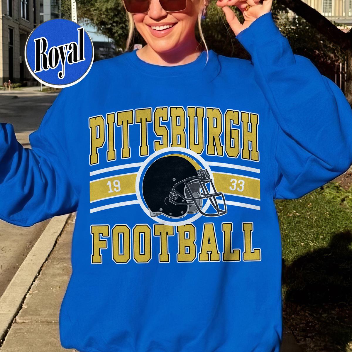 Unisex Pittsburgh football vintage crewneck sweatshirt for men and women