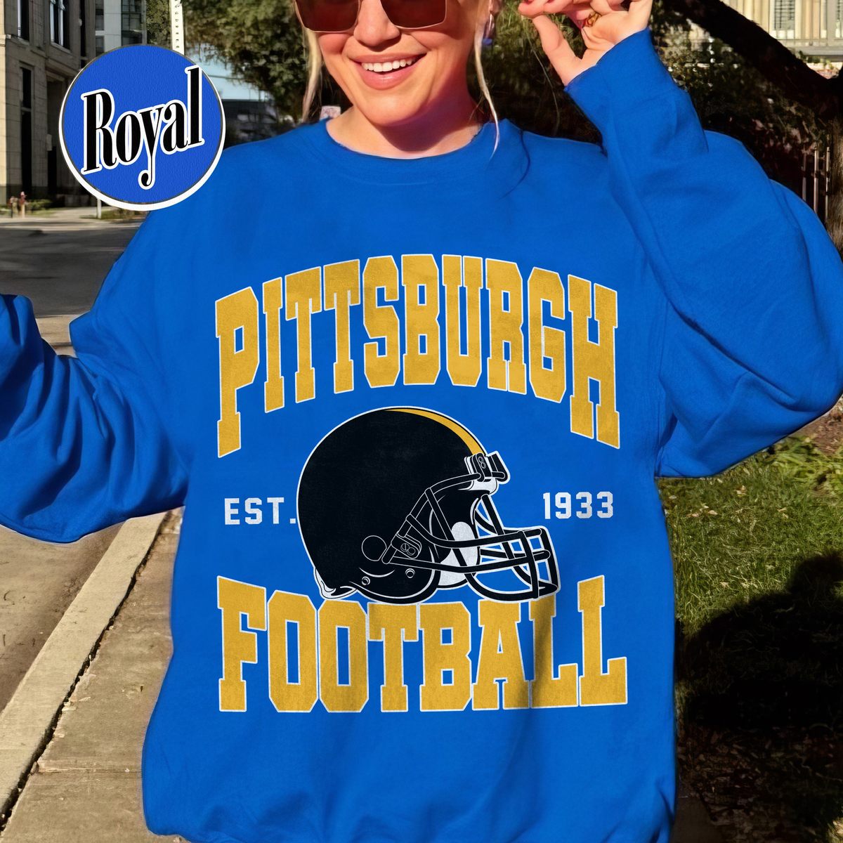 Unisex Pittsburgh football vintage crewneck sweatshirt for men and women