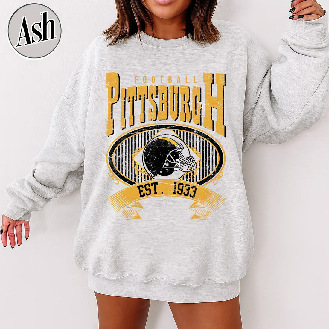 Unisex Pittsburgh football vintage crewneck sweatshirt for men and women