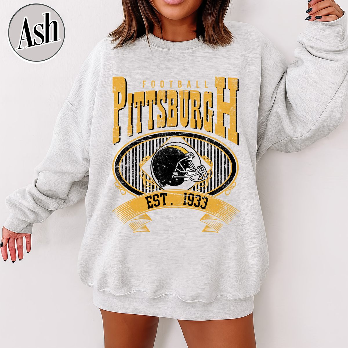 Unisex Pittsburgh football vintage crewneck sweatshirt for men and women