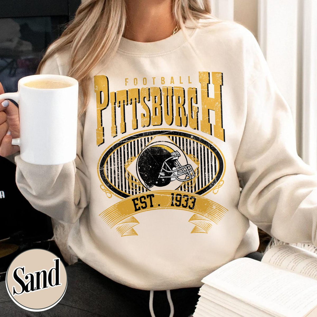 Unisex Pittsburgh football vintage crewneck sweatshirt for men and women