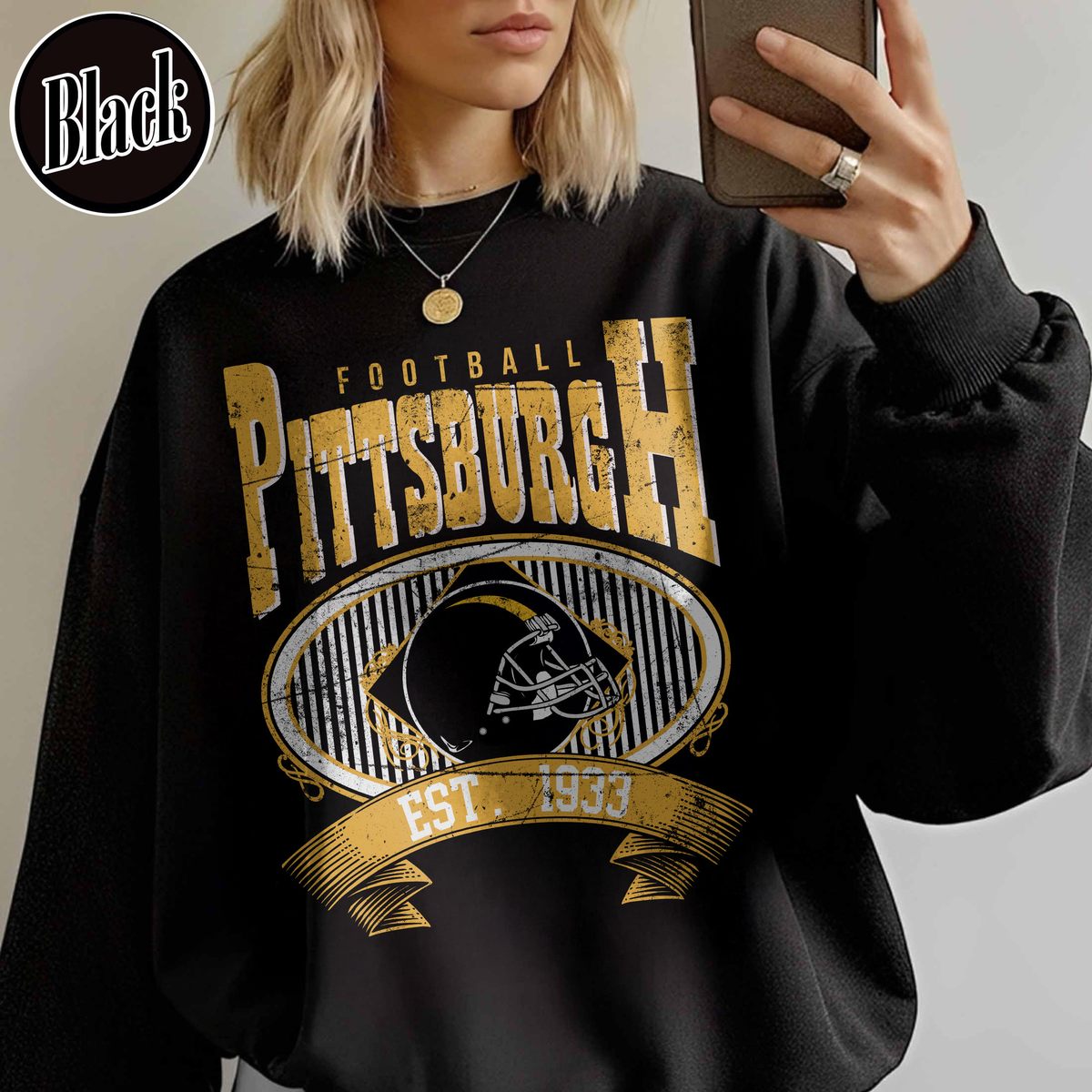 Unisex Pittsburgh football vintage crewneck sweatshirt for men and women