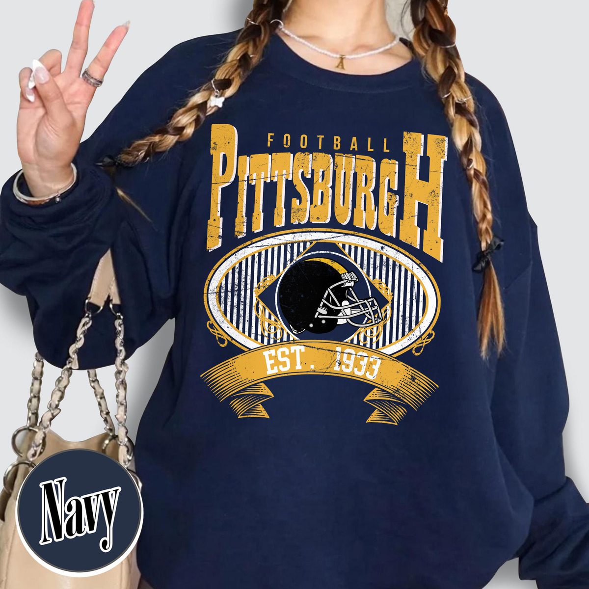 Unisex Pittsburgh football vintage crewneck sweatshirt for men and women