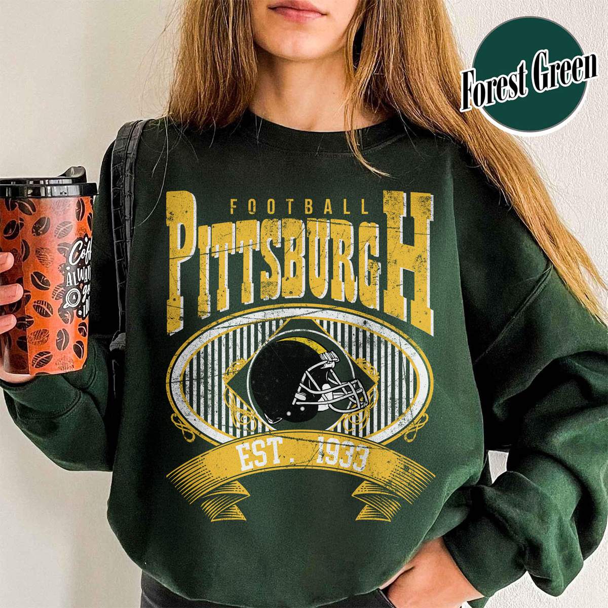 Unisex Pittsburgh football vintage crewneck sweatshirt for men and women