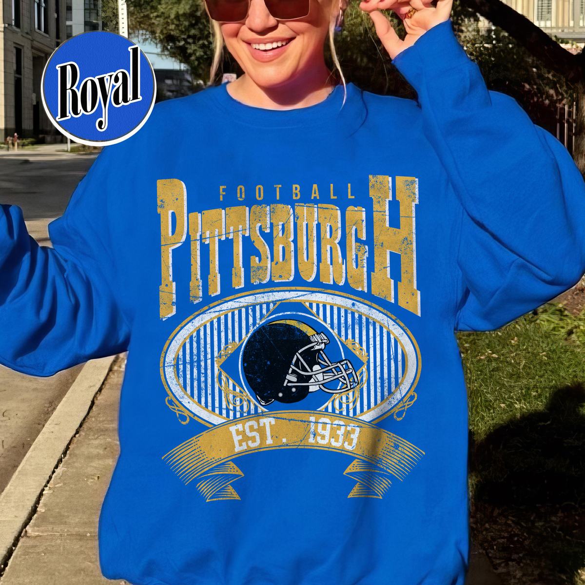 Unisex Pittsburgh football vintage crewneck sweatshirt for men and women