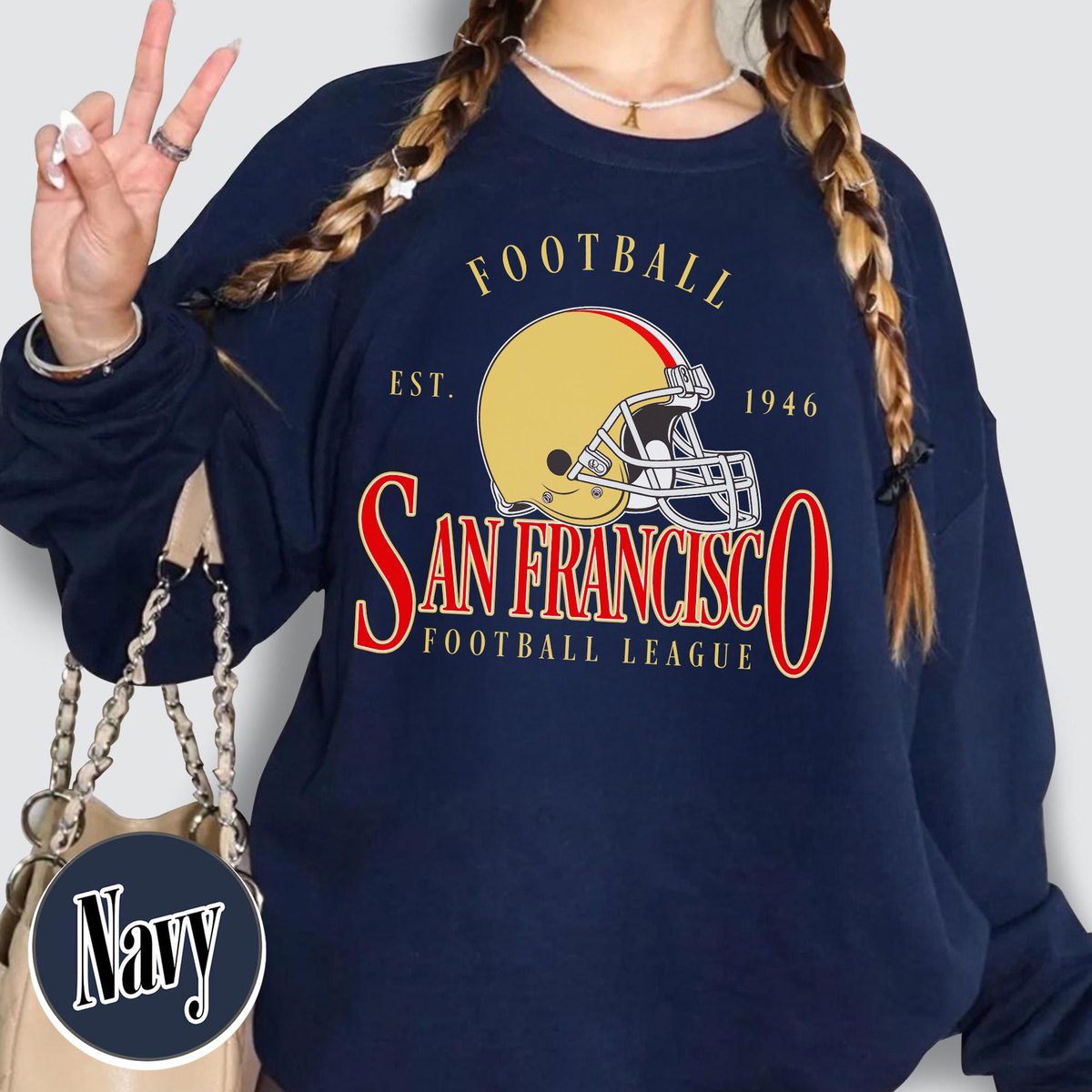 Unisex San Francisco football vintage crewneck sweatshirt for men and women