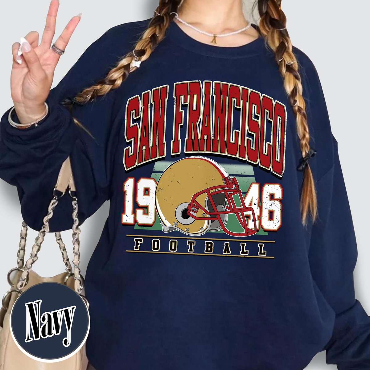 Unisex San Francisco football vintage crewneck sweatshirt for men and women