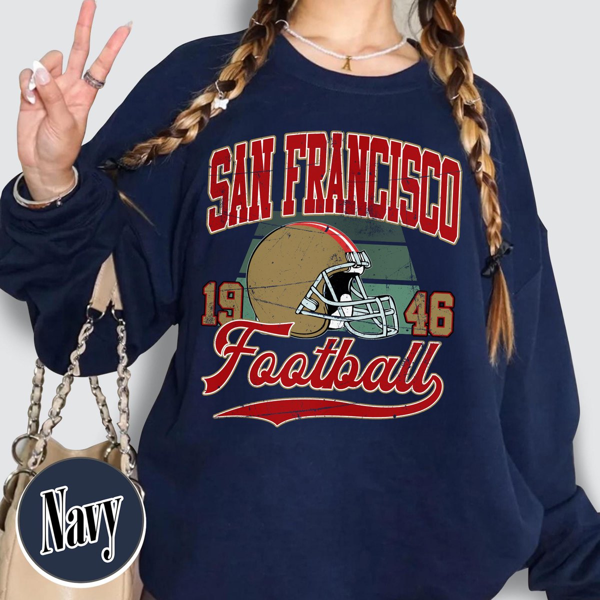 Unisex San Francisco football vintage crewneck sweatshirt for men and women