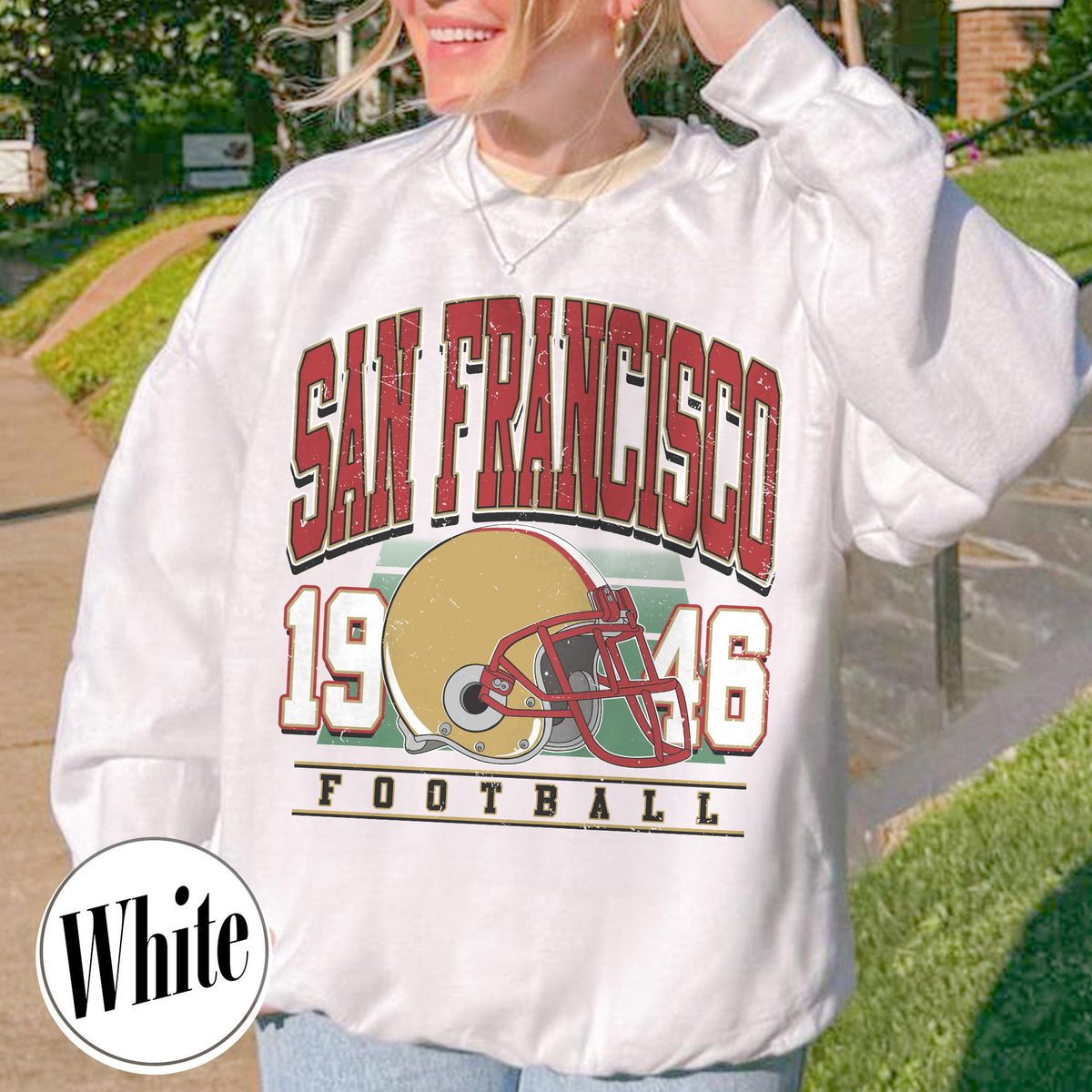 Unisex San Francisco football vintage crewneck sweatshirt for men and women