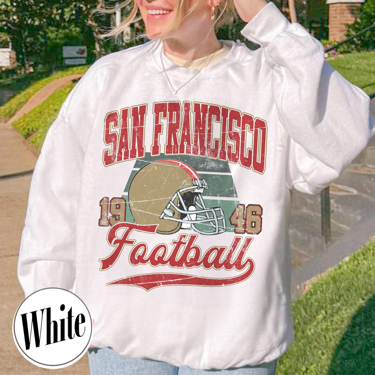Unisex San Francisco football vintage crewneck sweatshirt for men and women