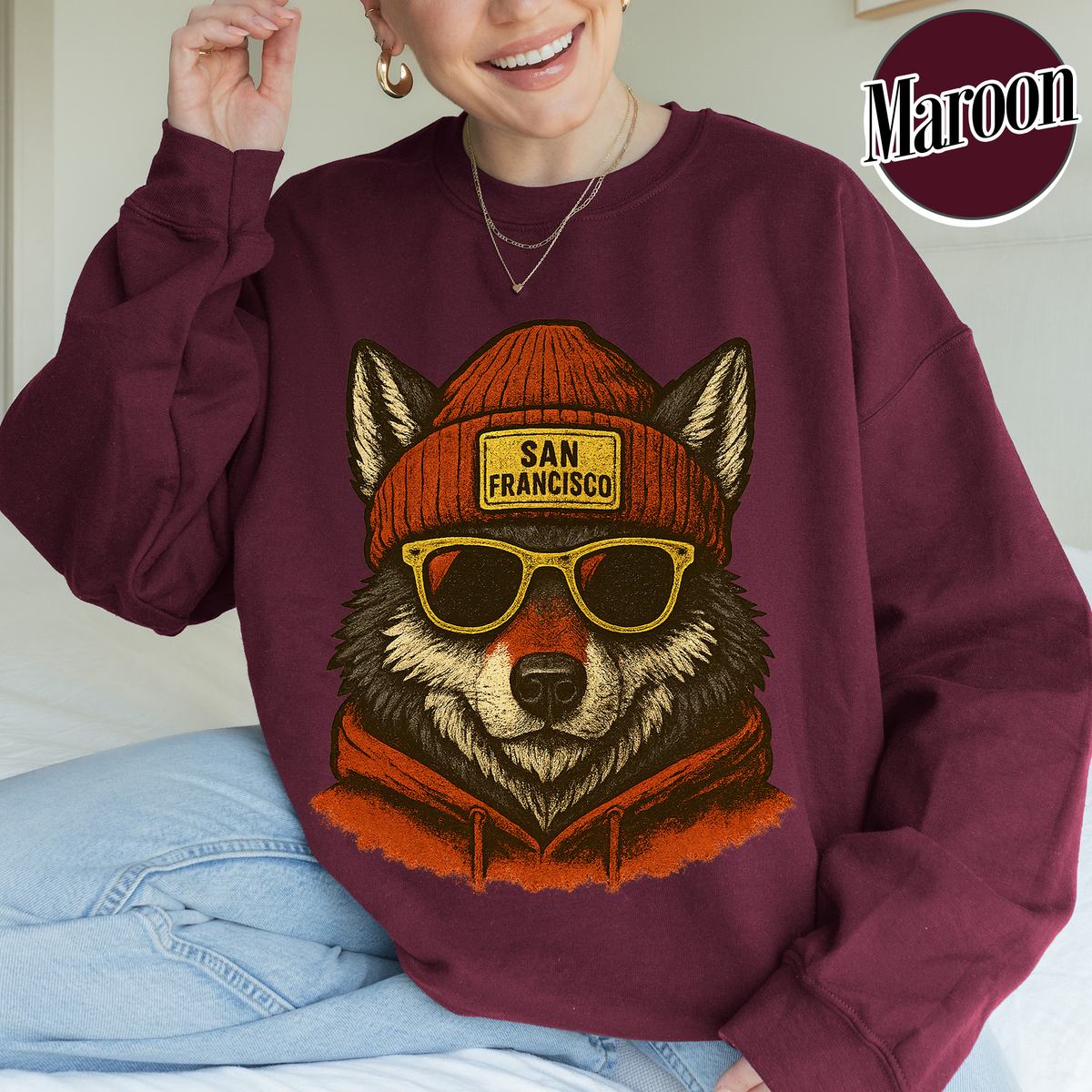 Unisex San Francisco football vintage crewneck sweatshirt for men and women