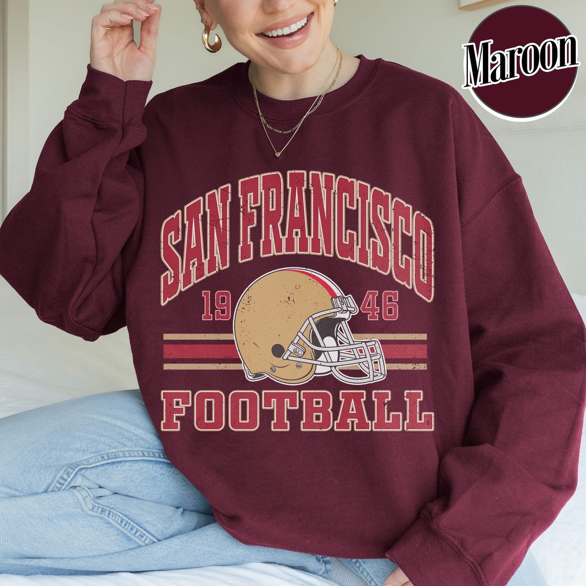 Unisex San Francisco football vintage crewneck sweatshirt for men and women