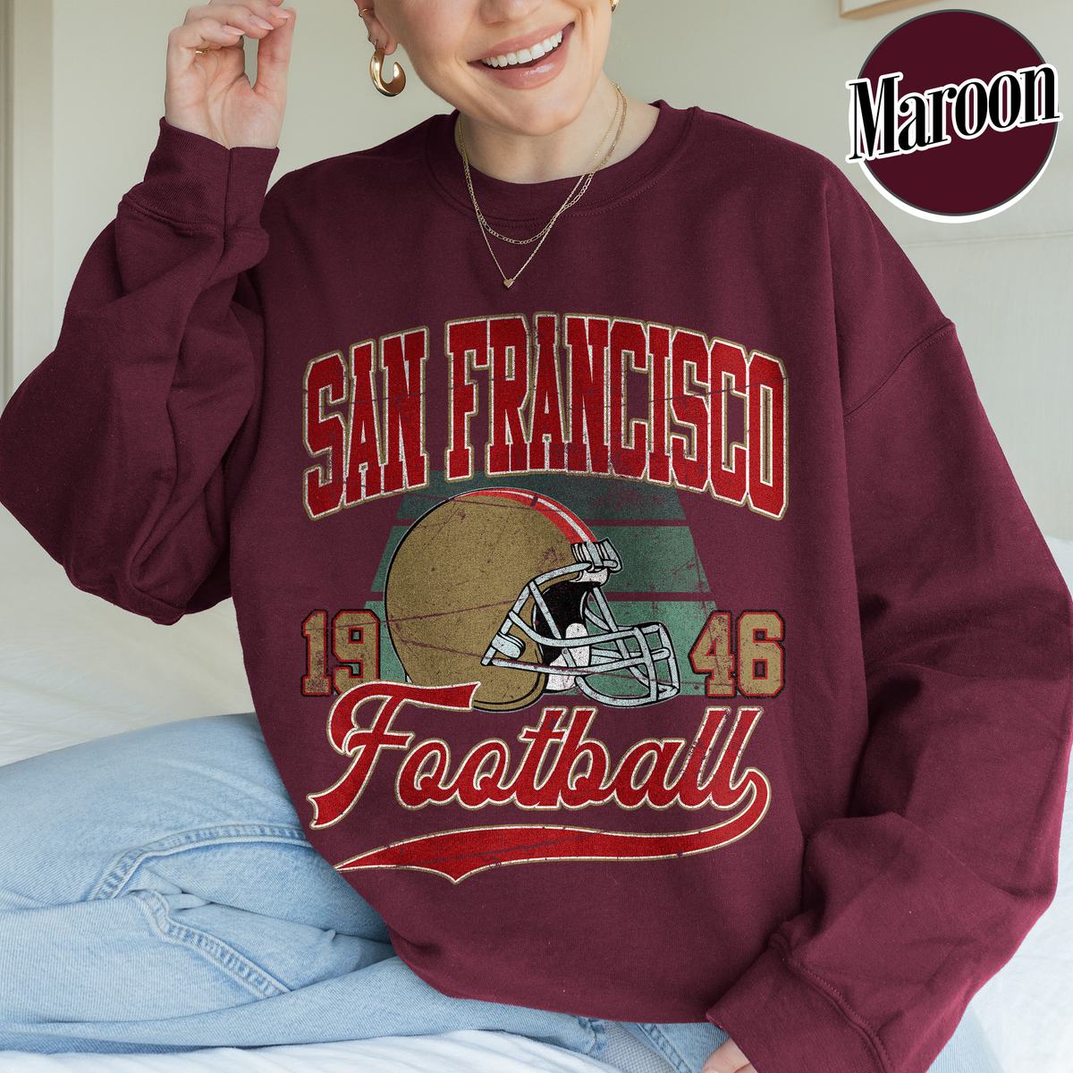 Unisex San Francisco football vintage crewneck sweatshirt for men and women