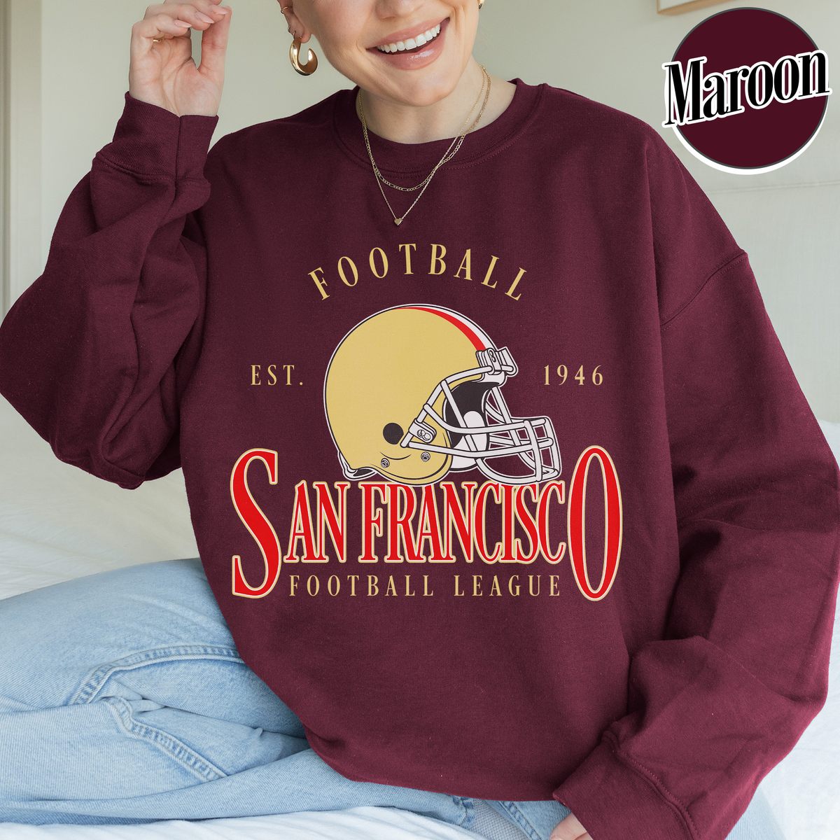 Unisex San Francisco football vintage crewneck sweatshirt for men and women