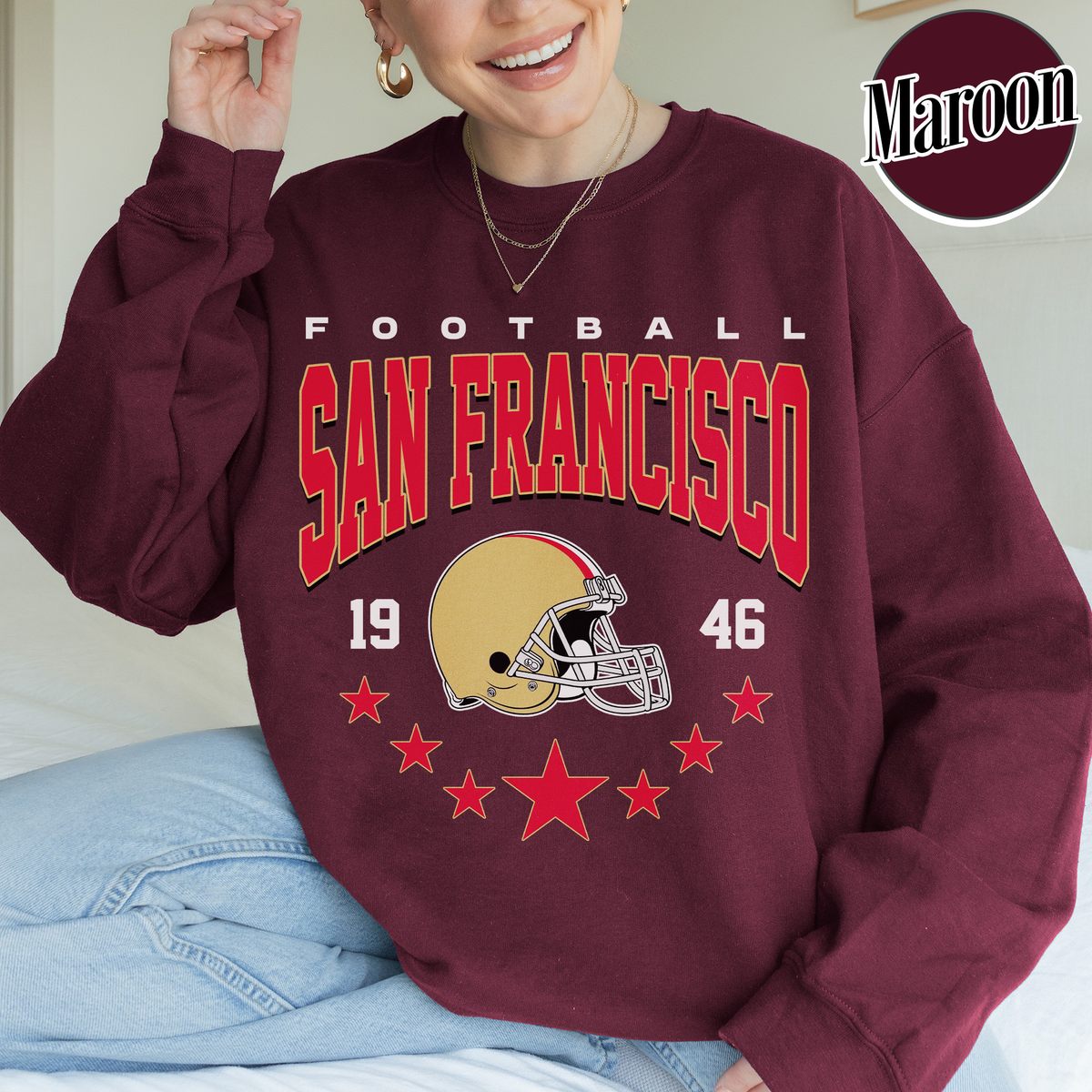 Unisex San Francisco football vintage crewneck sweatshirt for men and women