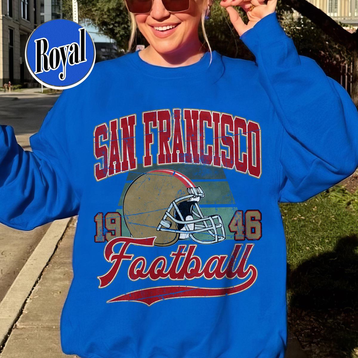 Unisex San Francisco football vintage crewneck sweatshirt for men and women