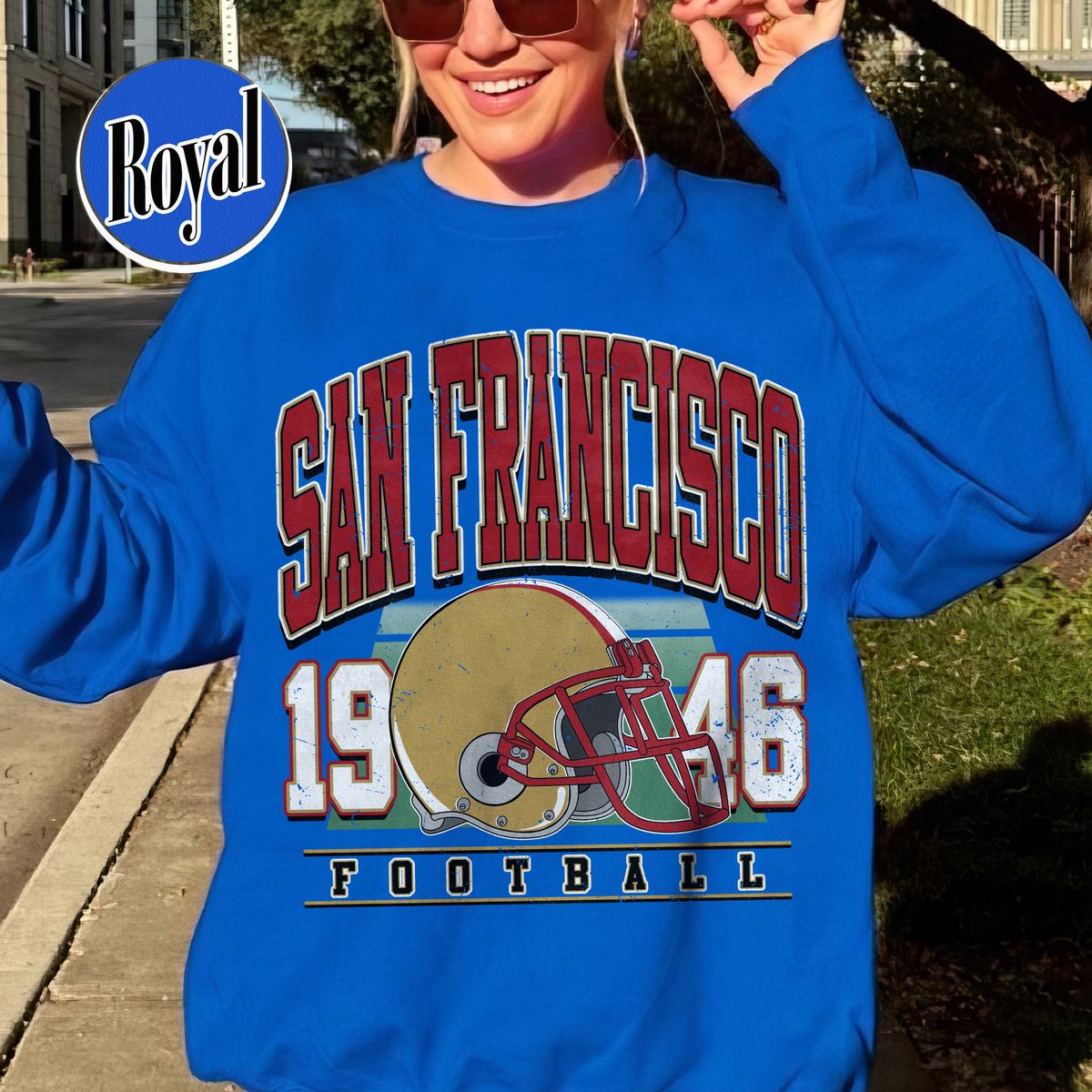 Unisex San Francisco football vintage crewneck sweatshirt for men and women