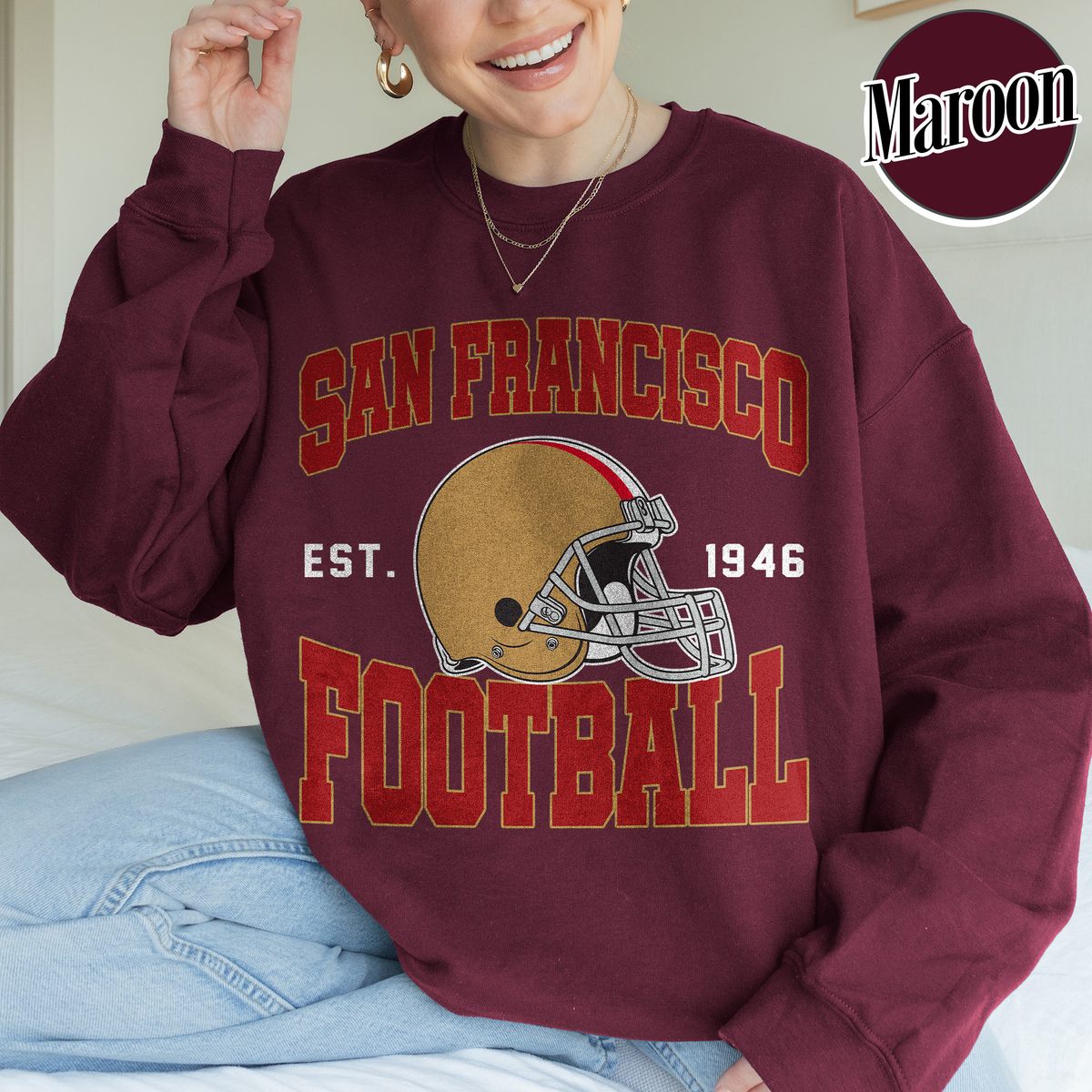 Unisex San Francisco football vintage crewneck sweatshirt for men and women