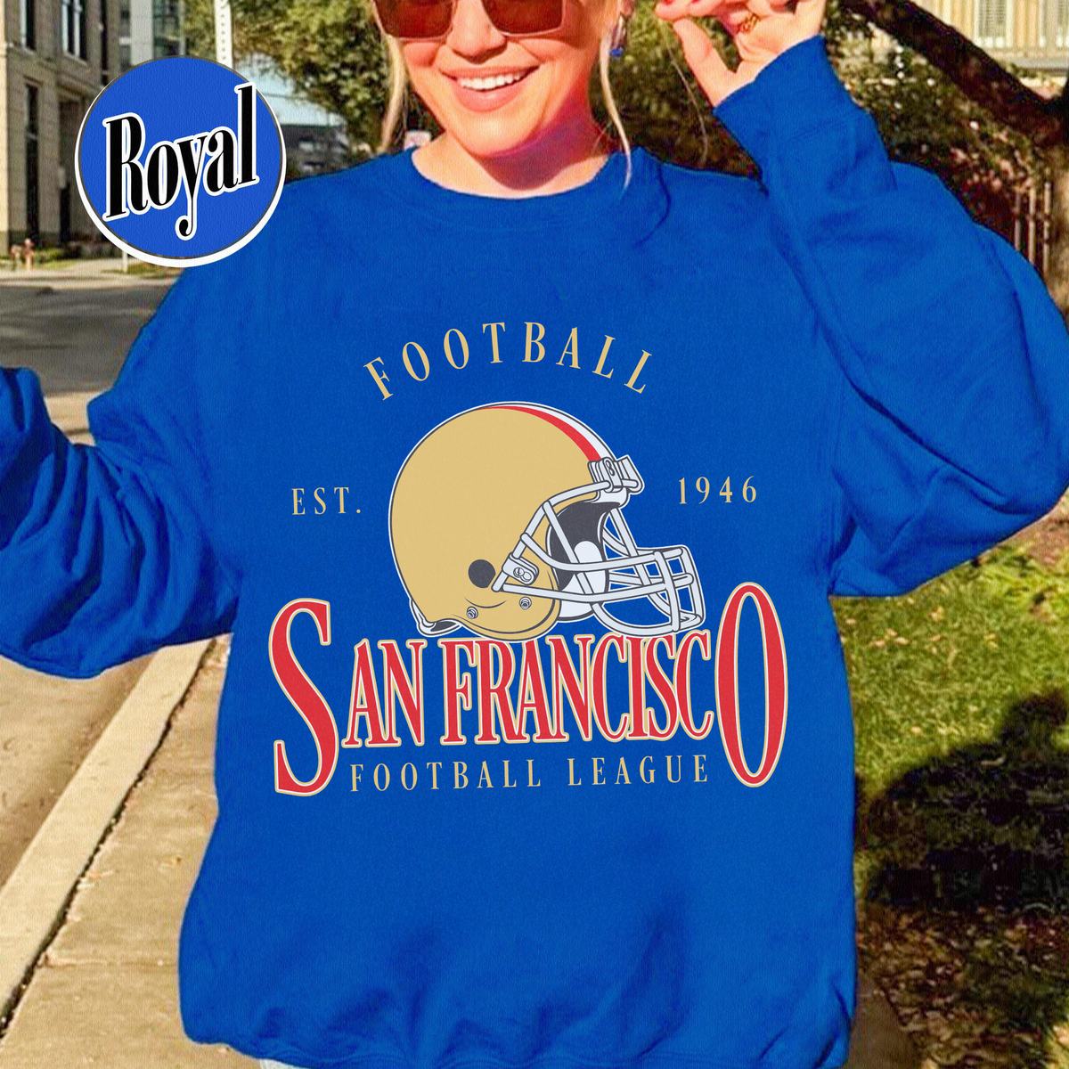 Unisex San Francisco football vintage crewneck sweatshirt for men and women