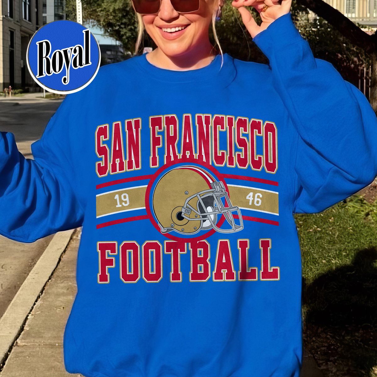 Unisex San Francisco football vintage crewneck sweatshirt for men and women