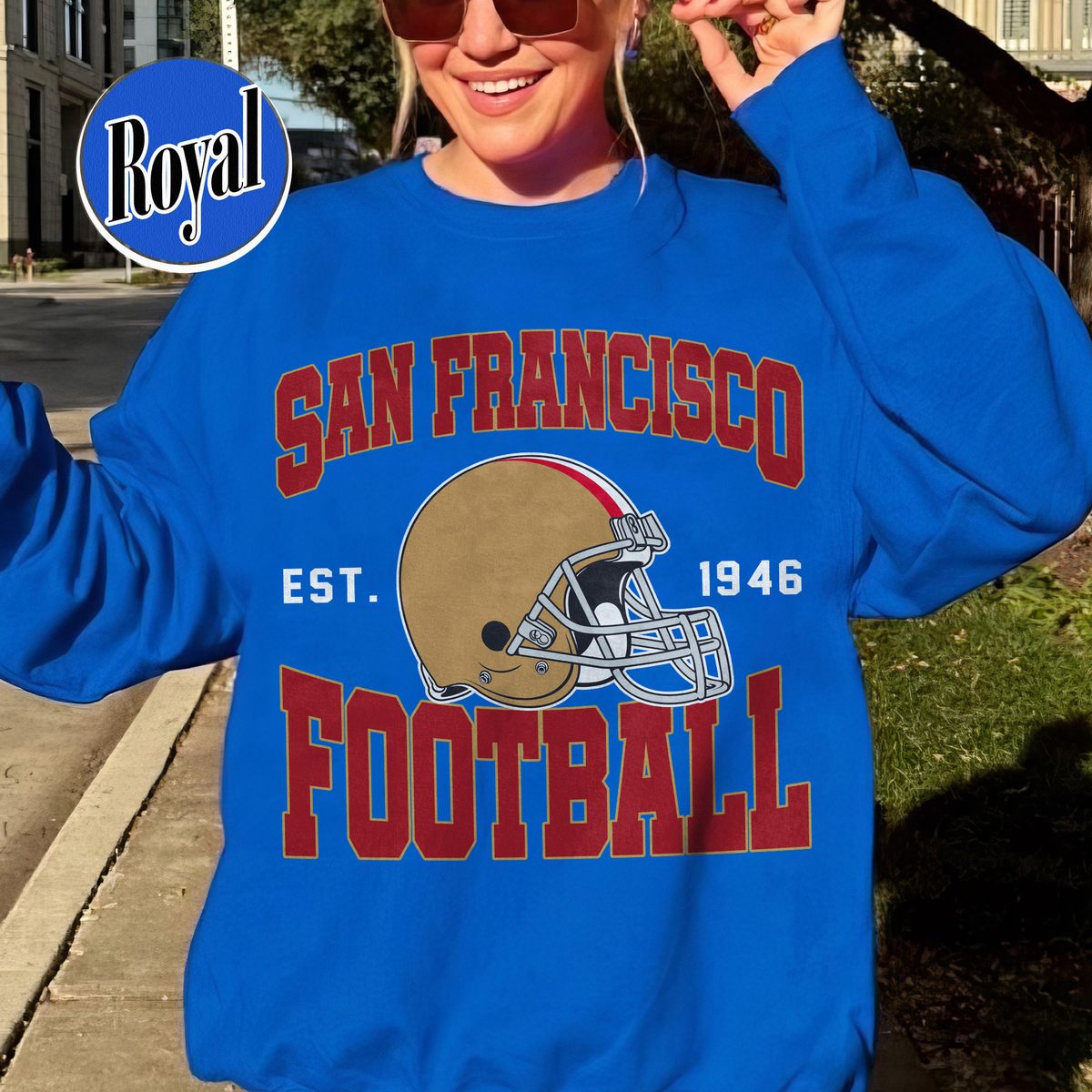 Unisex San Francisco football vintage crewneck sweatshirt for men and women