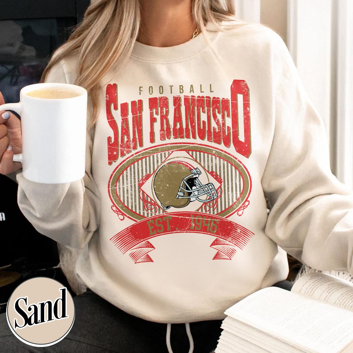 Unisex San Francisco football vintage crewneck sweatshirt for men and women