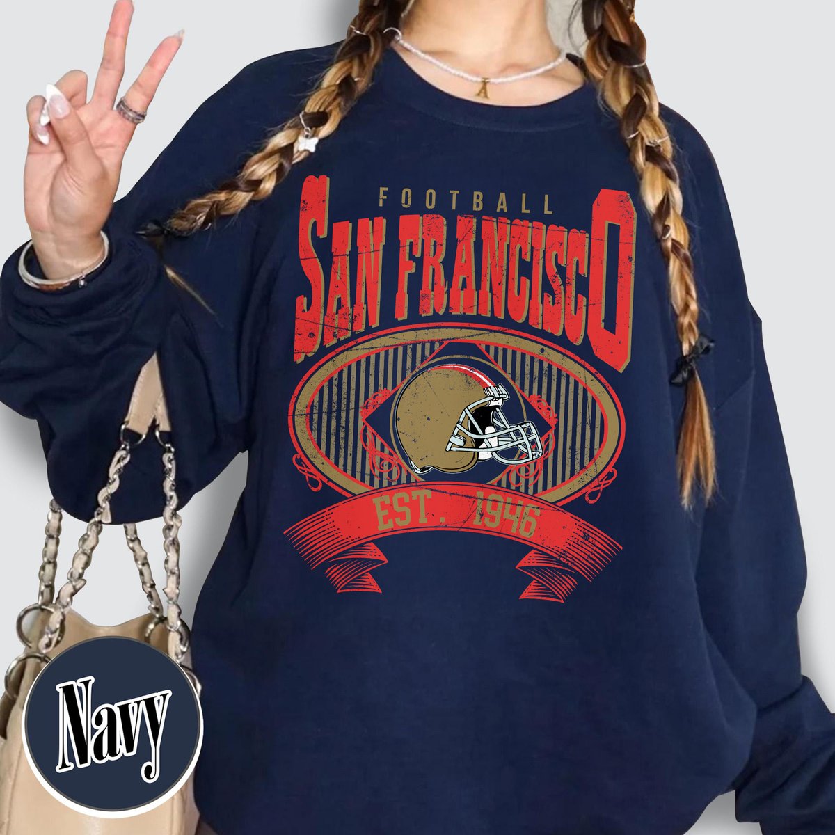 Unisex San Francisco football vintage crewneck sweatshirt for men and women