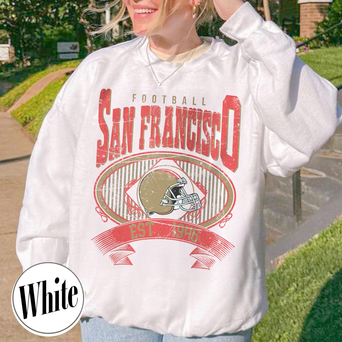 Unisex San Francisco football vintage crewneck sweatshirt for men and women