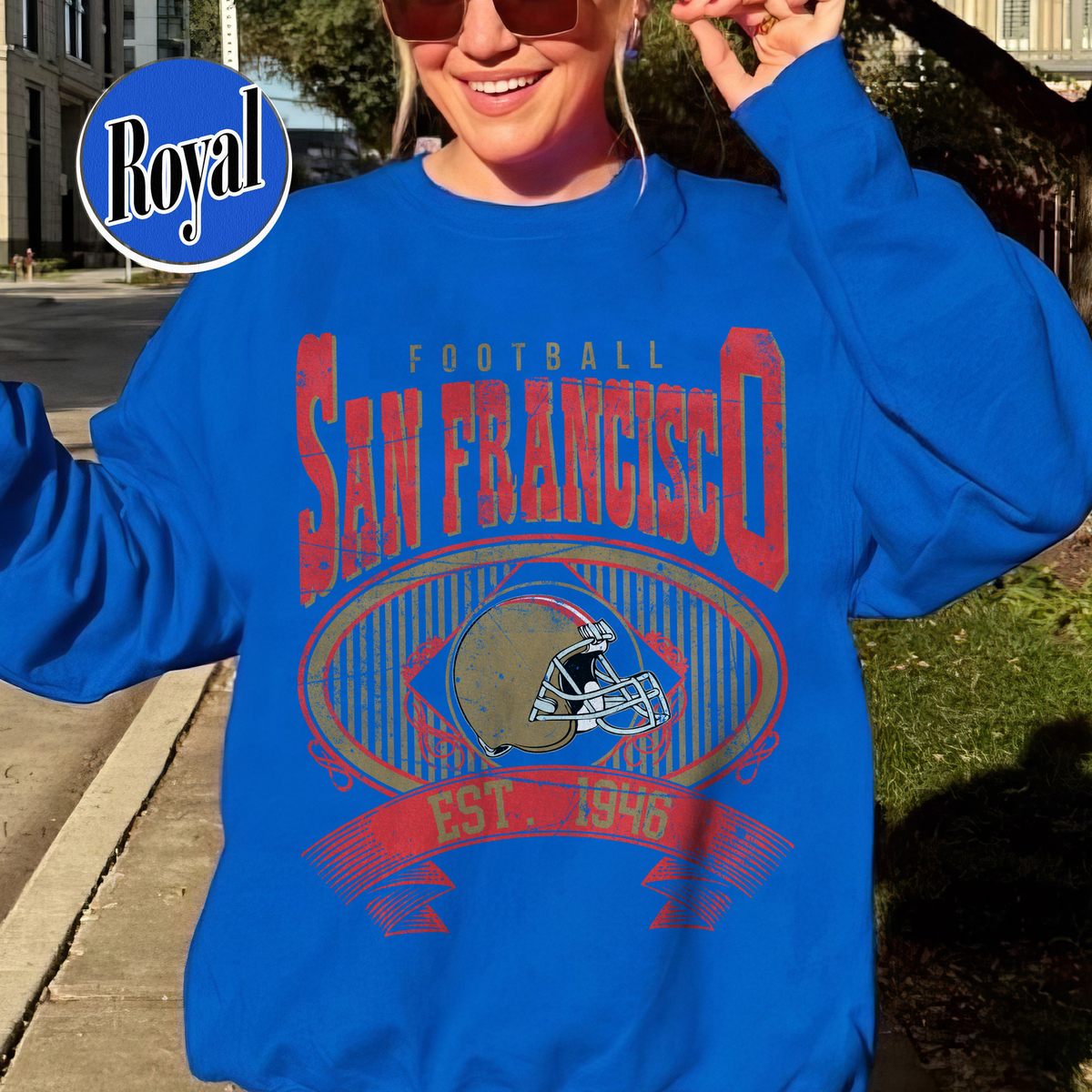 Unisex San Francisco football vintage crewneck sweatshirt for men and women