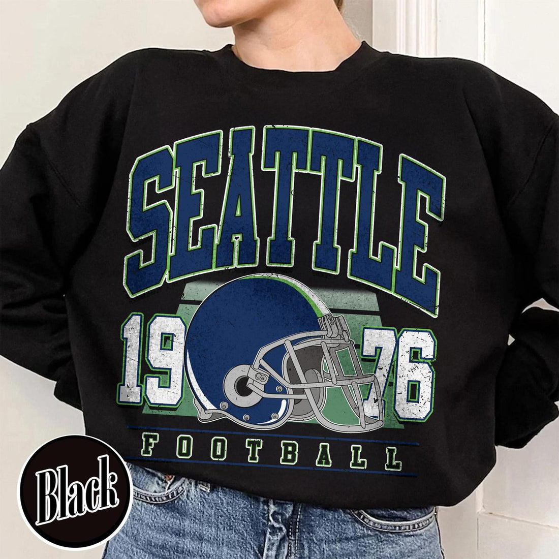 Unisex Seattle football vintage crewneck sweatshirt for men and women