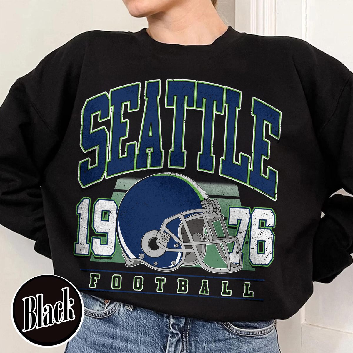 Unisex Seattle football vintage crewneck sweatshirt for men and women