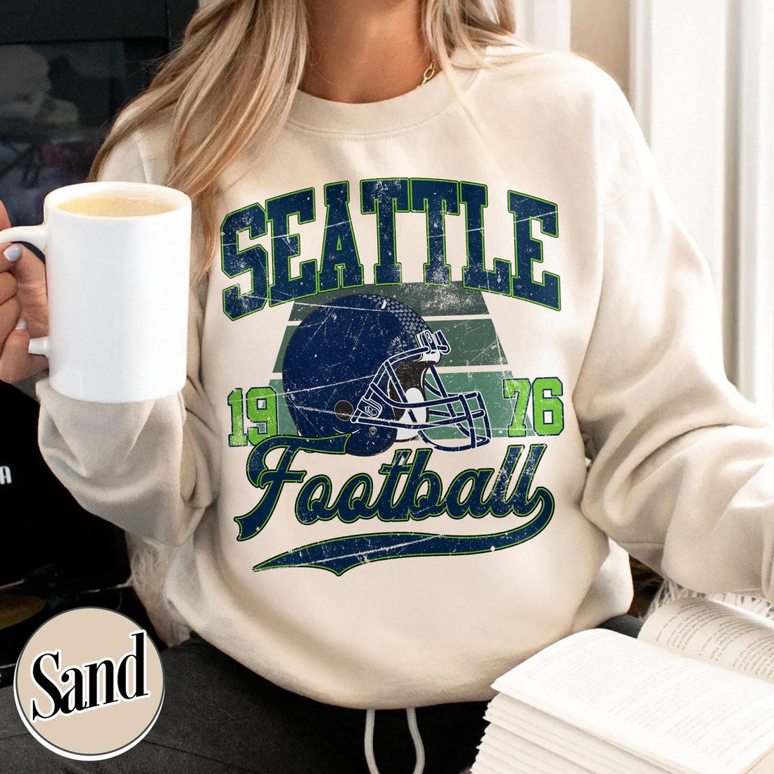 Unisex Seattle football vintage crewneck sweatshirt for men and women