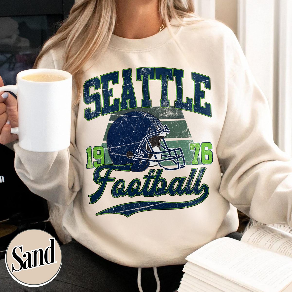 Unisex Seattle football vintage crewneck sweatshirt for men and women