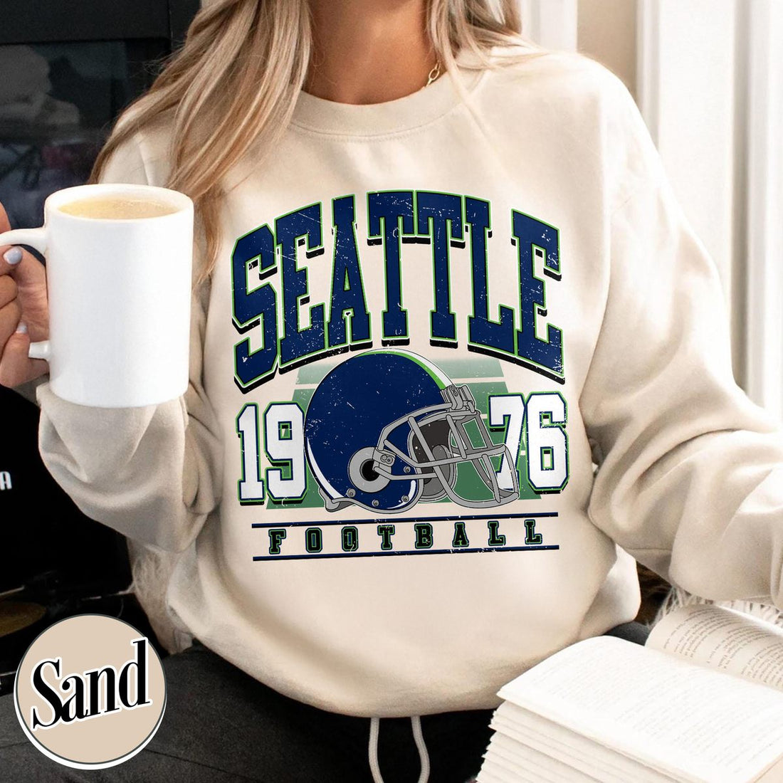 Unisex Seattle football vintage crewneck sweatshirt for men and women