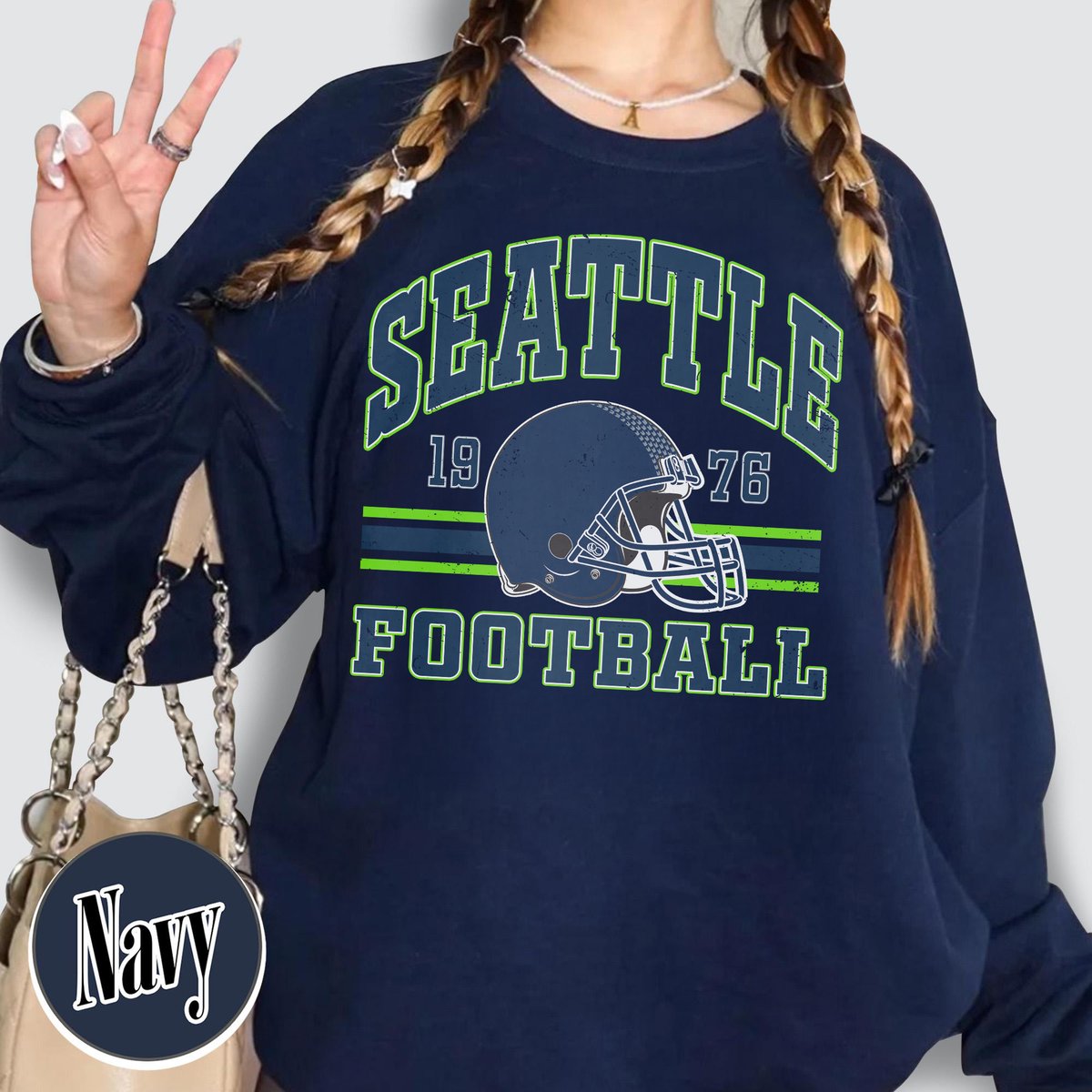 Unisex Seattle football vintage crewneck sweatshirt for men and women