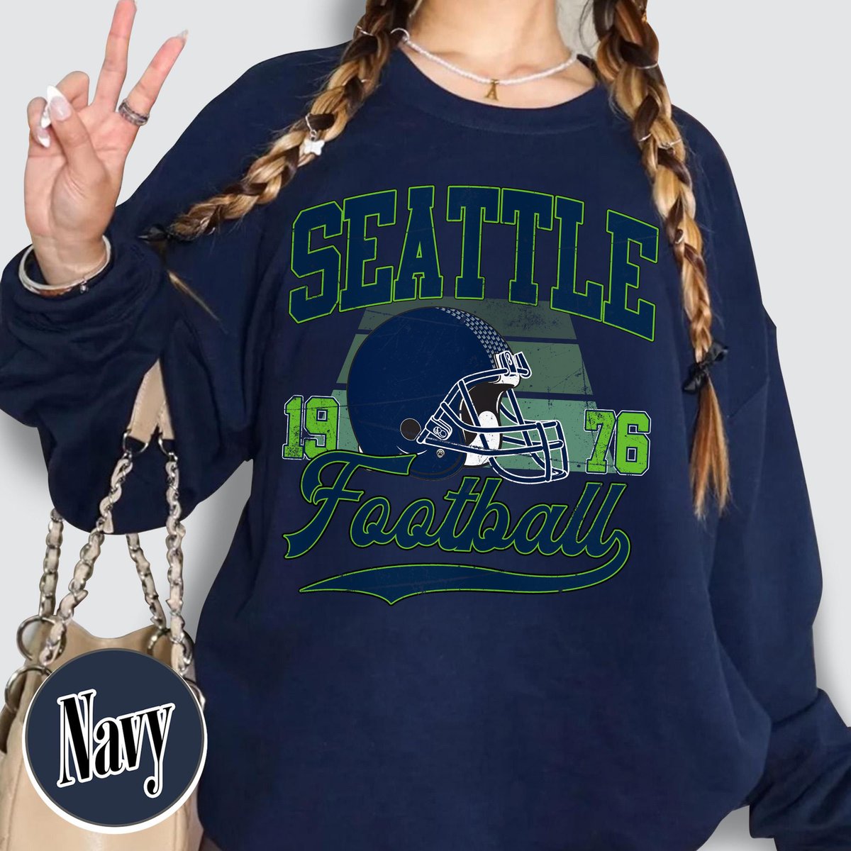 Unisex Seattle football vintage crewneck sweatshirt for men and women