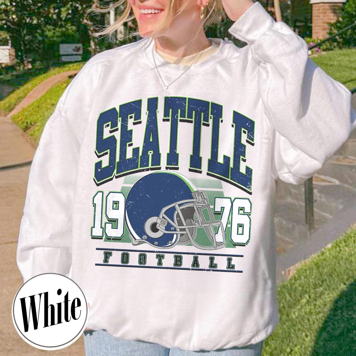 Unisex Seattle football vintage crewneck sweatshirt for men and women