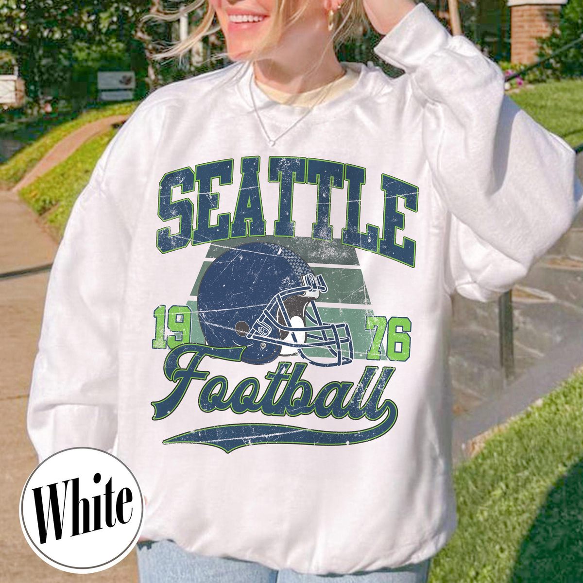 Unisex Seattle football vintage crewneck sweatshirt for men and women