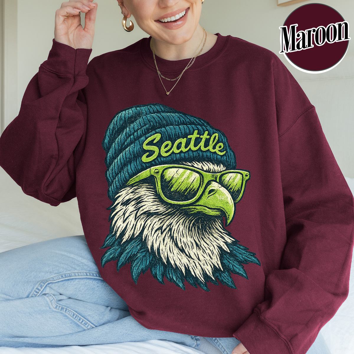 Unisex Seattle football vintage crewneck sweatshirt for men and women