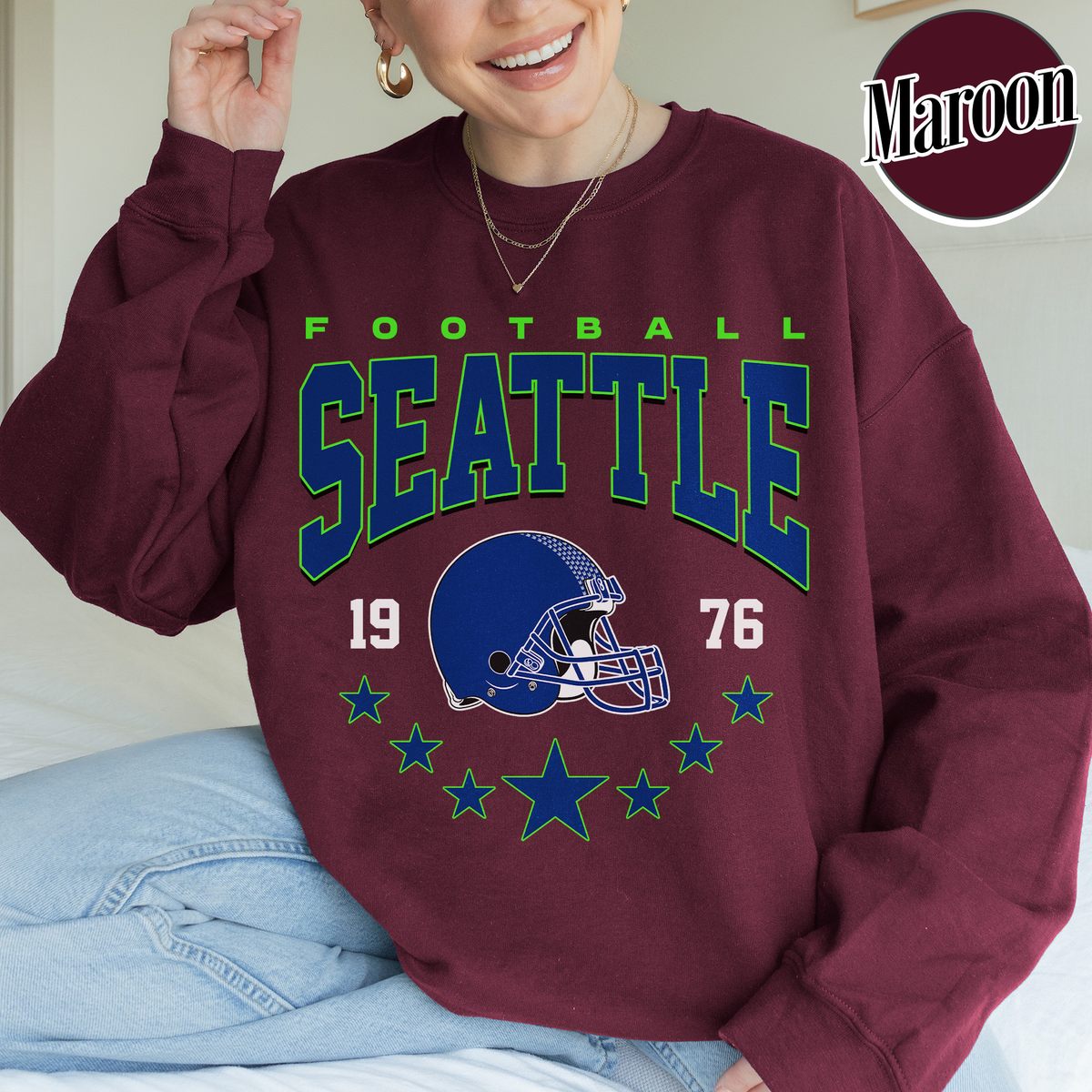 Unisex Seattle football vintage crewneck sweatshirt for men and women