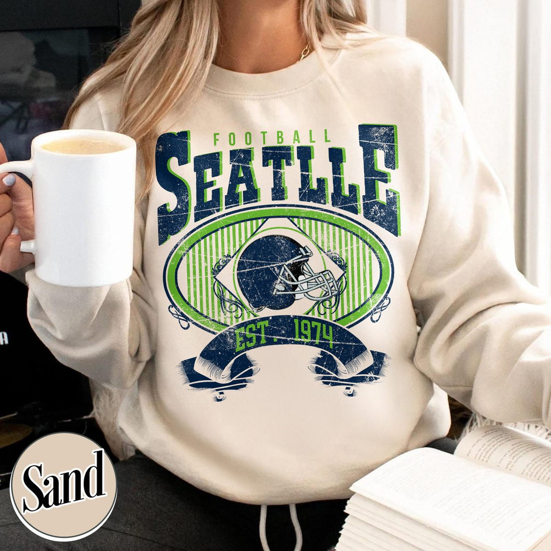 Unisex Seattle football vintage crewneck sweatshirt for men and women