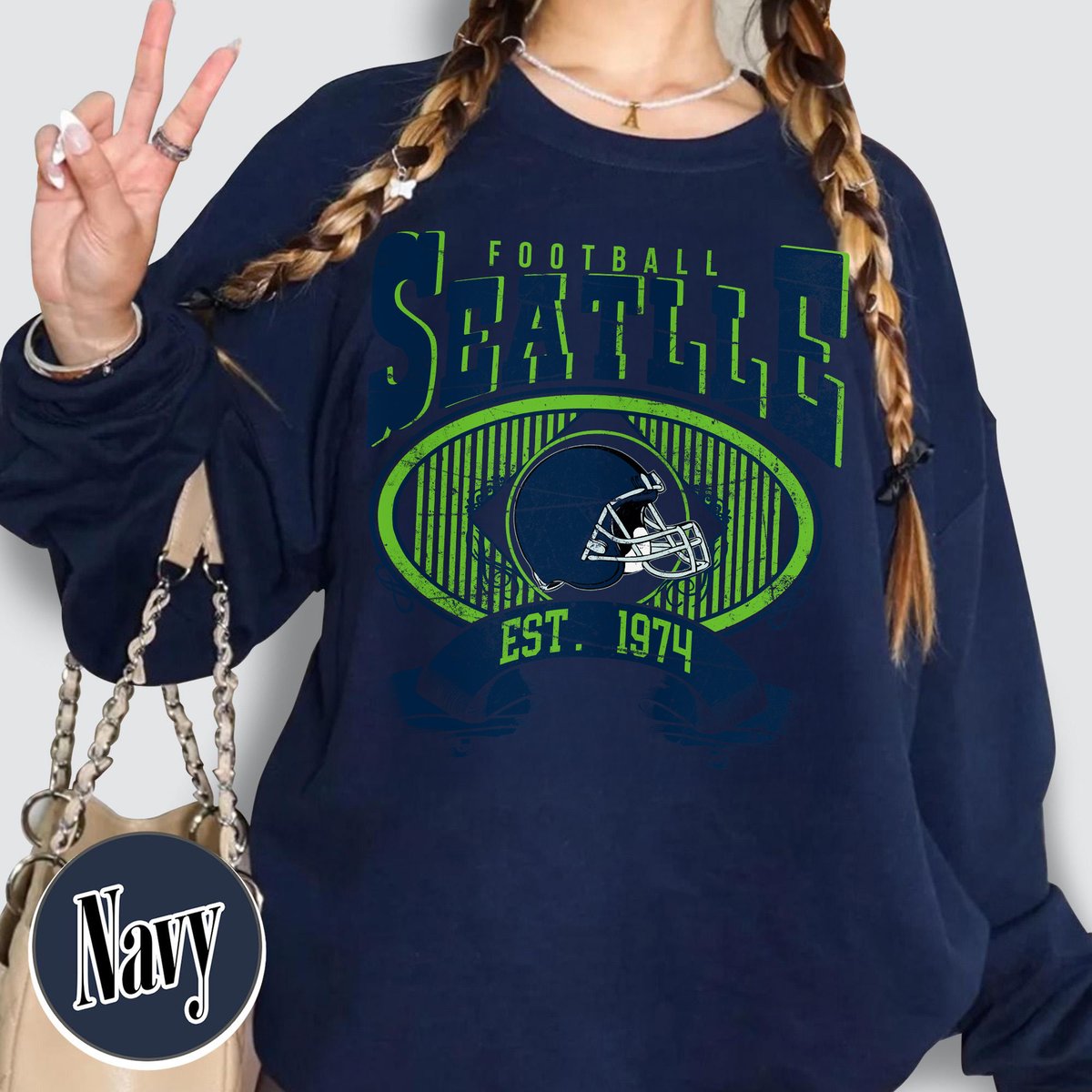 Unisex Seattle football vintage crewneck sweatshirt for men and women