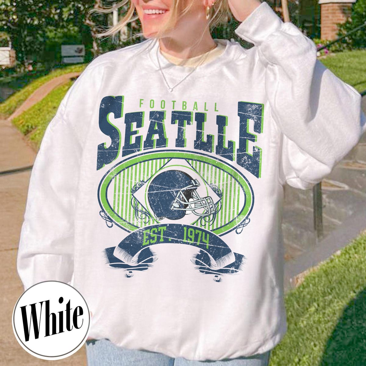 Unisex Seattle football vintage crewneck sweatshirt for men and women
