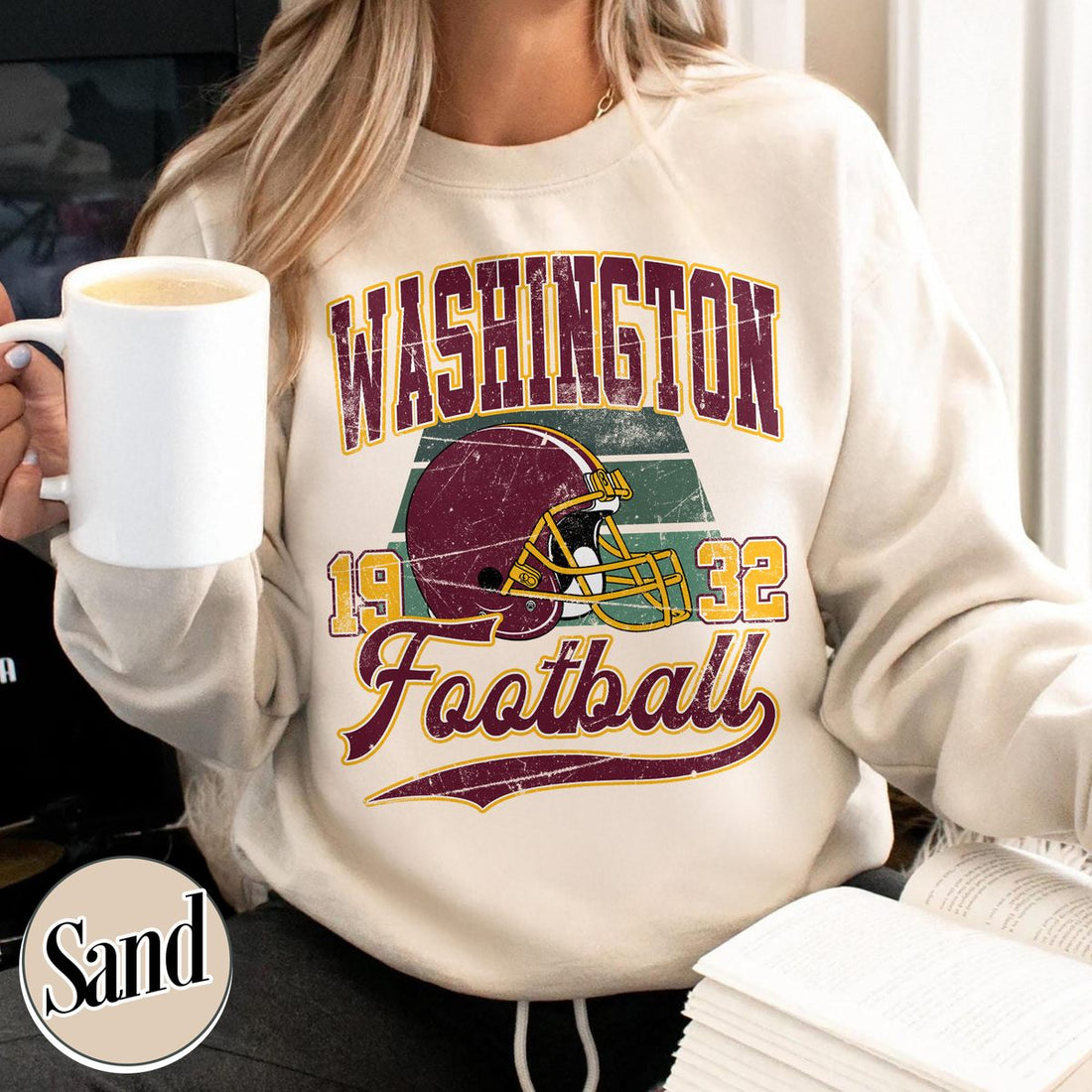 Unisex Washington football vintage crewneck sweatshirt for men and women